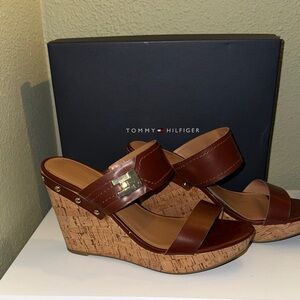 Tommy Hilfiger Brown Wedge Sandals